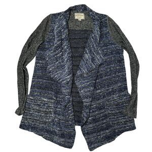 Lucky Brand Open Front Waterfall Lotus Cardigan Mixed Media Large